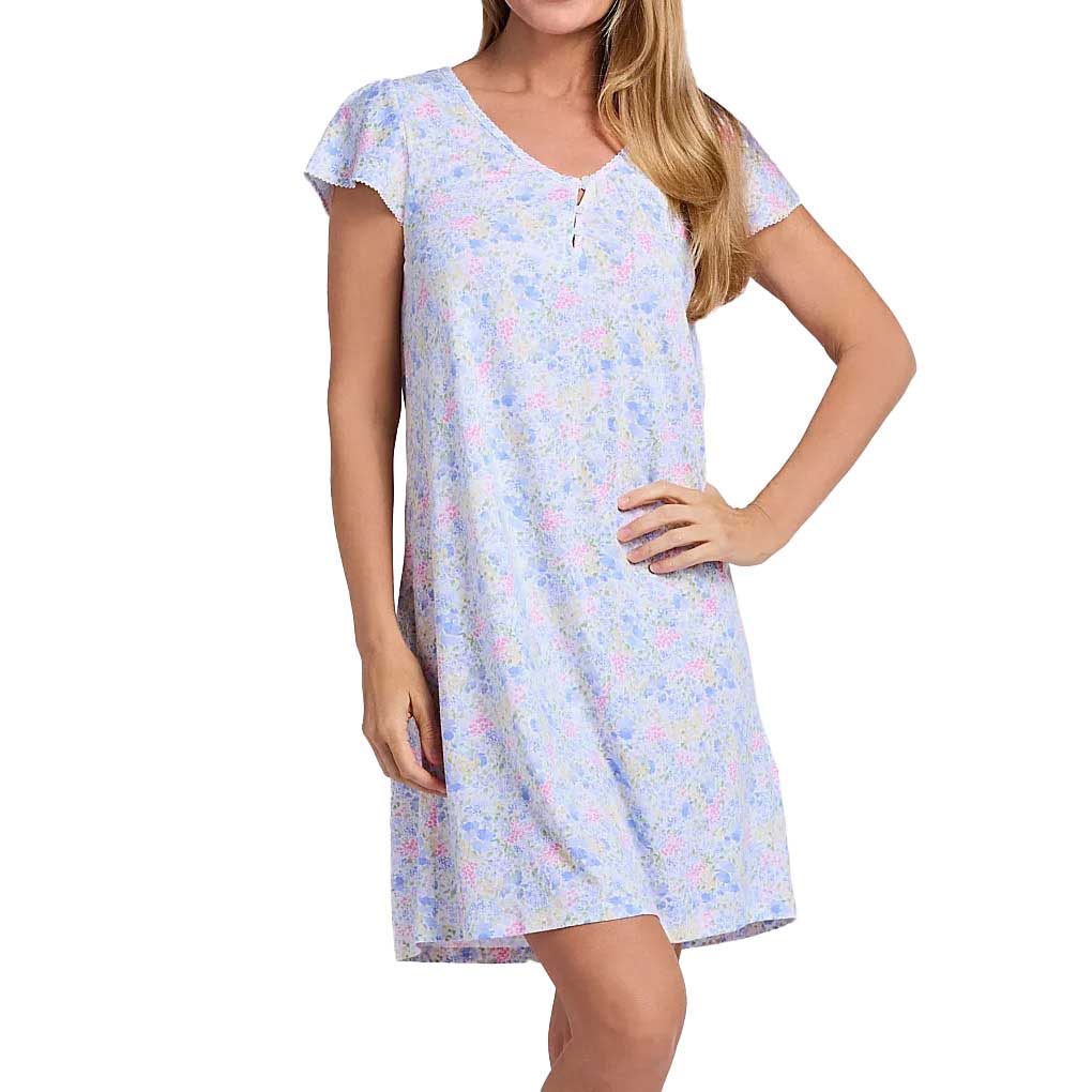 Lauren Ralph Lauren Cotton Knit Flutter Sleeve Short Gown